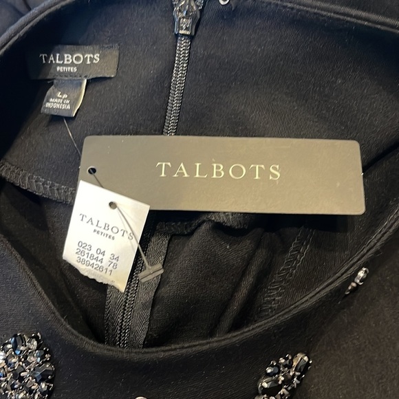 AP: NWT Talbots Women's Black Short Sleeve Stretch Embellished Jeweled TopSZ LP - Picture 9 of 9